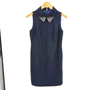Eliza J‎ Sheath Dress Embellished Collar Sleeveless Party Black Sz S 4 Y2K 90s